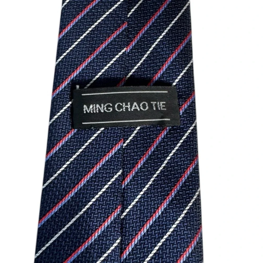 Ming Chao Mens Silk Tie‎ Quiet Luxury Old Money Preppy Striped